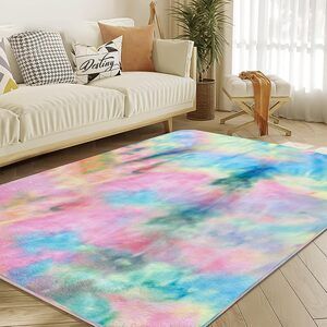 Tejoe Ultra Soft Area Rug 5x7 Feet in Rainbow